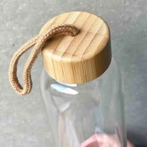 Wooden Lid Glass water bottle