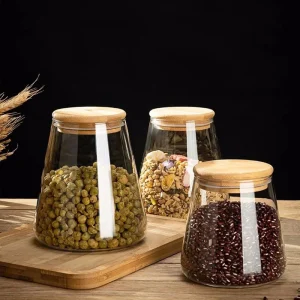 3 Pcs Airtight Glass Jar With Bamboo Lid